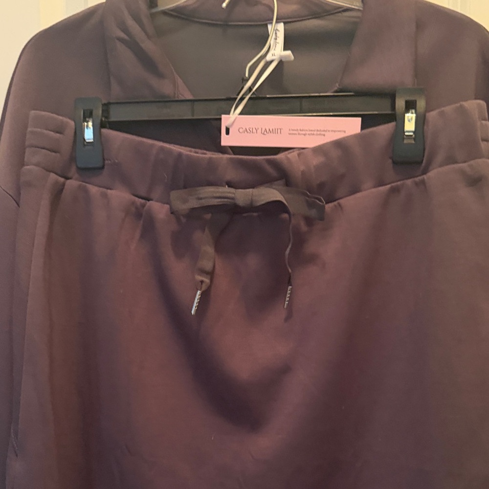 Casley Lamiit Gray Drawstring Skort collard Sweatshirt Set XL - Picture 3 of 5